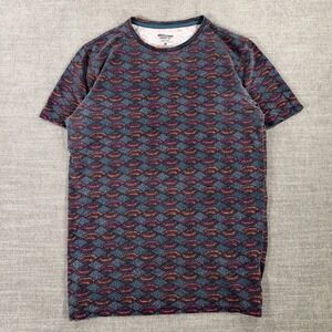 Mossimo T-Shirt Mens Medium Blue Orange Geometric Print Crew Neck Excellent 1267